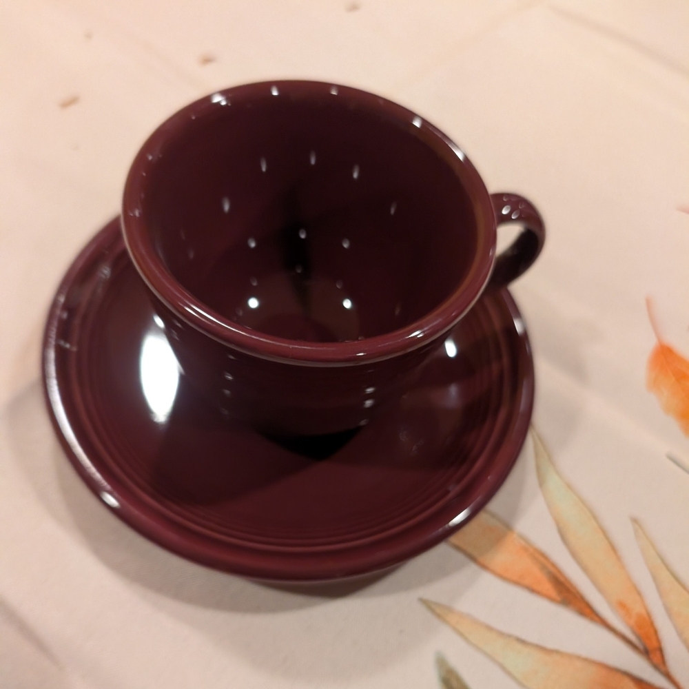 Fiestaware Claret Teacup and Saucer Set